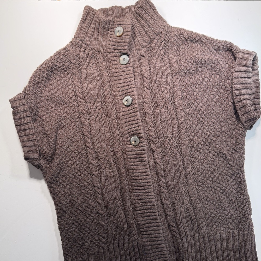 Eddie Bauer Women's Brown Sweater XL Chunky Knit Cardigan Cotton Alpaca